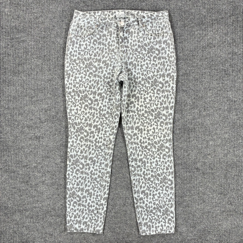 S & Co Womens Skinny Jeans Size 8 Animal Print Stretch Mid Rise Casual